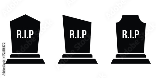 Simple tombstone icon set. tomb stone  vector icon .