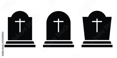 Simple tombstone icon set. tomb stone  vector icon .