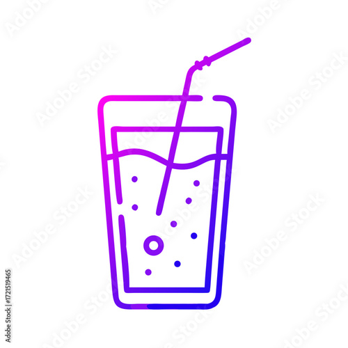 A refreshing drink in a glass with a straw, perfect for quenching thirst. The outline of the glass and straw add a modern aesthetic.
