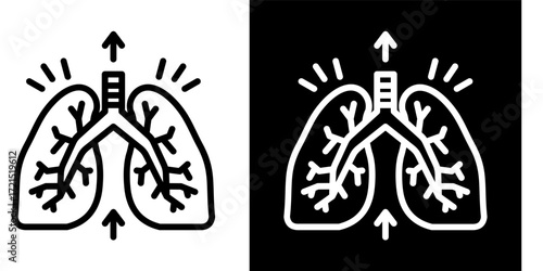 Lungs And Breathing  Icon Set White Style Collection