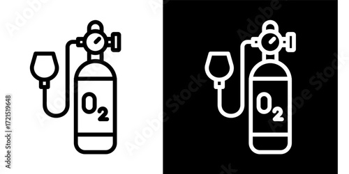 Oxygen Tank  Icon Set White Style Collection