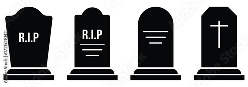 Simple tombstone icon set. tomb stone  vector icon .
