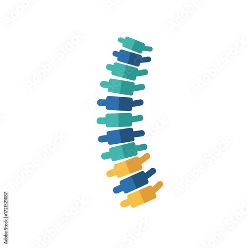 Vibrant, segmented illustration depicting the intricate structure and essential role of the human spinal column, crucial for posture and movement.