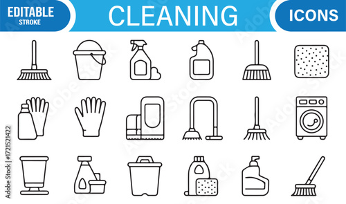 Minimal hygiene and sanitation icon set for home and commercial use.