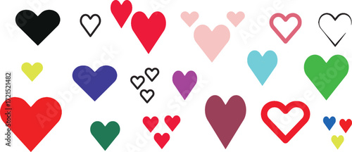 Hand-Drawn colourful Heart Symbols – Whimsical Doodle Style for Cute Designs