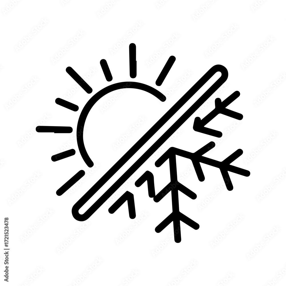 Fototapeta premium thermal insulation sun snowflake vector icon