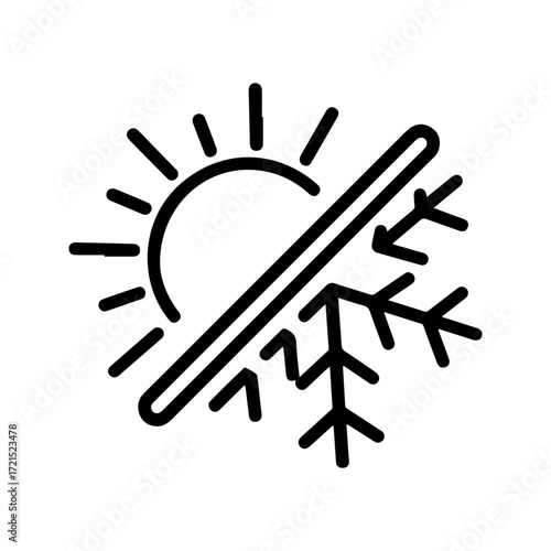 thermal insulation sun snowflake vector icon