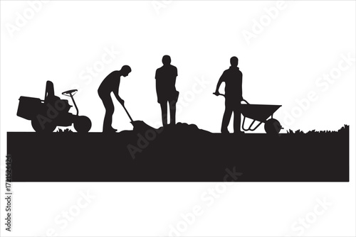 Farm and Garden Work Silhouettes – Rural Worker Vector Graphics Set
