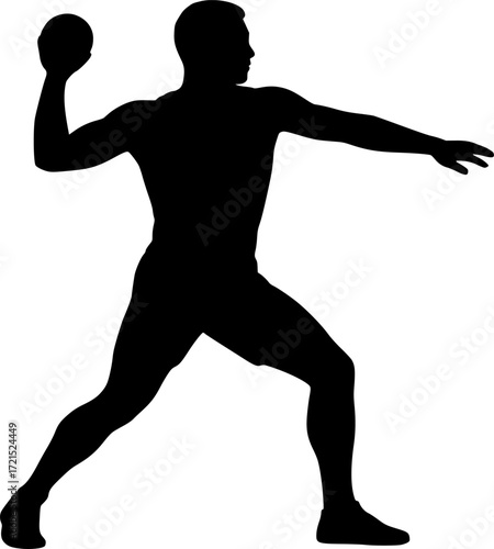 Grenade Throw Athlete Silhouette Vector, Dynamic Minimalist Military Sports Training Design