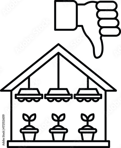 A house with three plants hanging from the ceiling