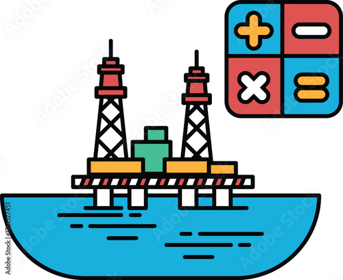 A black and white drawing of a ship with a large number 8 on the right side