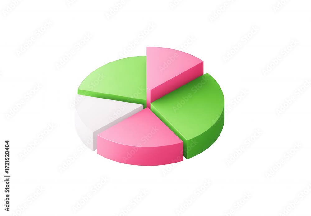Obraz premium pie chart with green and pink pieces