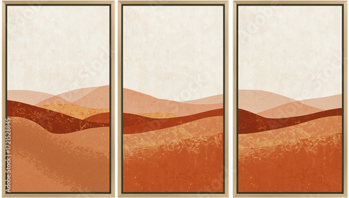 Minimalist Abstract Desert Dunes Triptych Wall Art