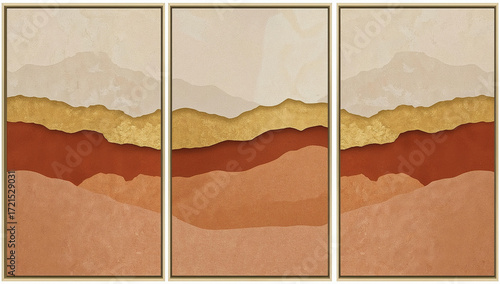 Minimalist Abstract Desert Dunes Triptych Wall Art