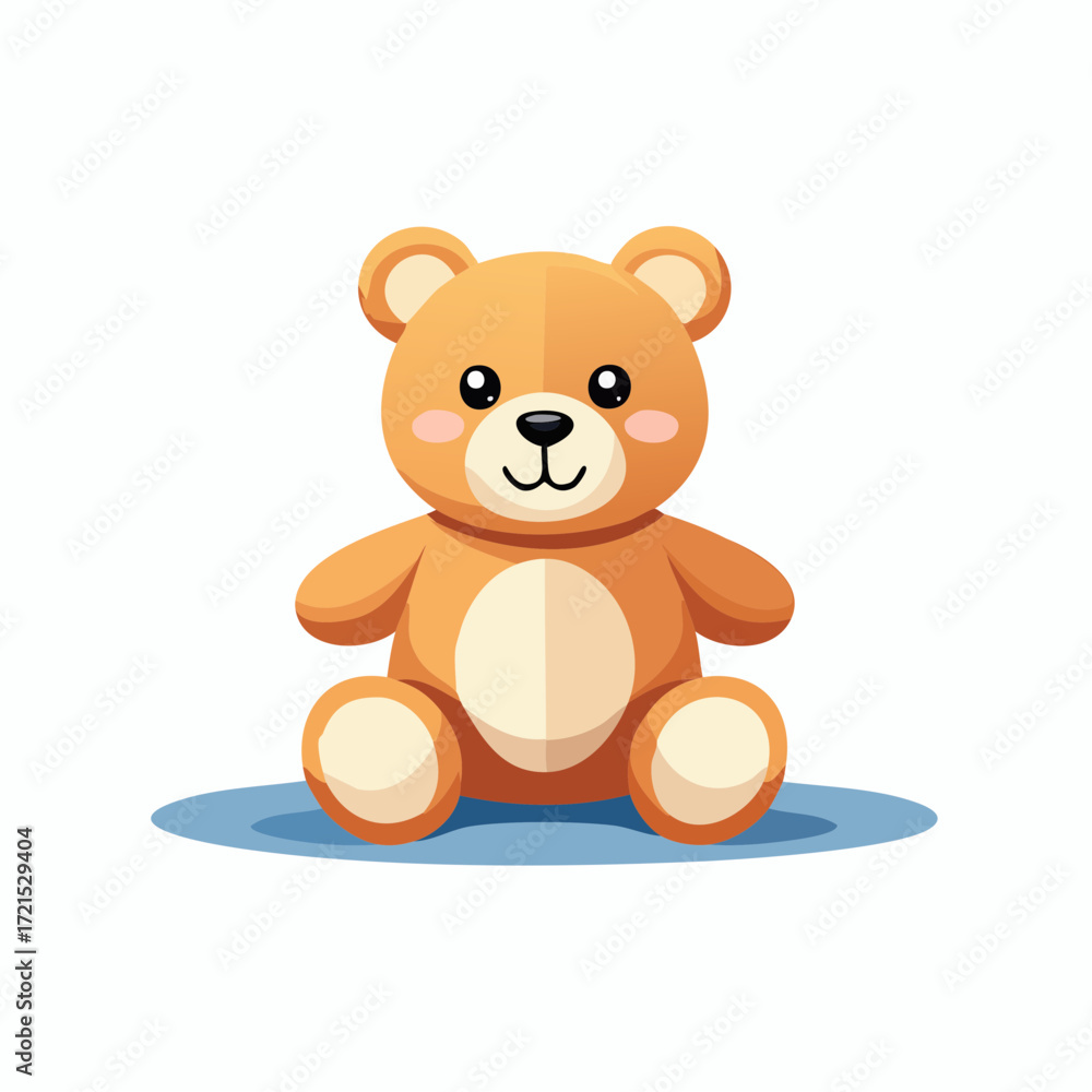 Fototapeta premium Adorable Brown Teddy Bear Toy Sitting on Light Blue Background