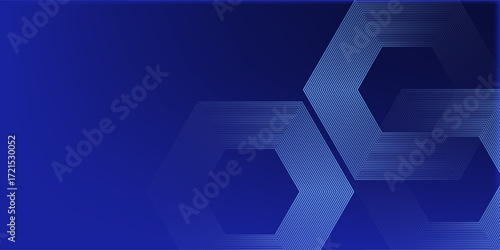 Digital futuristic technology concept with hexagons. Digital hexagonal blue abstract background. Geometric stripe line art design for poster, brochure, cover, banner, website