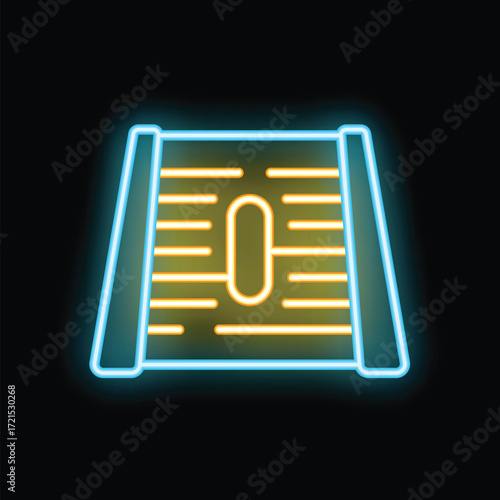Neon sign illuminating a tanning bed, perfect for businesses advertising their tanning services