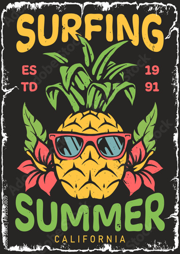 Surfing summer vibes with a fun pineapple design