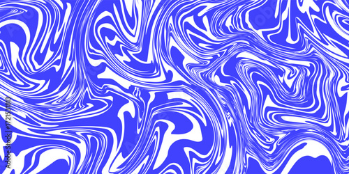 Blue wavy lines abstract background. Trendy psychedelic retro style backdrop. Waves, swirl and twirl pattern. Twisted distorted vector texture. Y2k aesthetic design