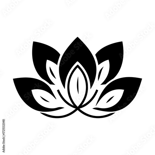 Elegant black lotus flower symbol representing peace, purity, and spiritual growth, perfect for wellness brands.