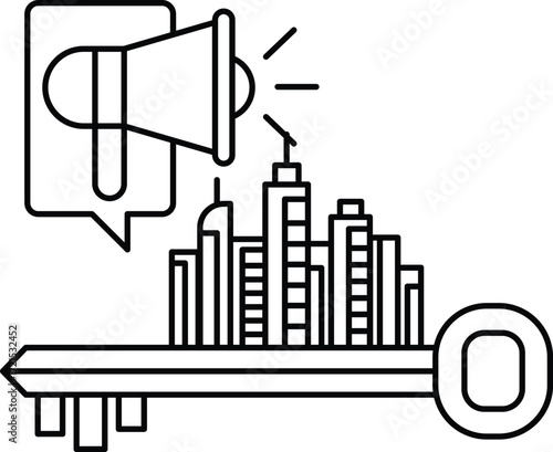 A key with a megaphone on top of it