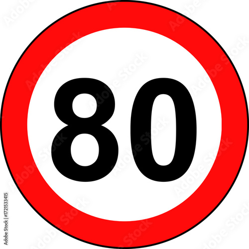 Speed Limit 80 kmh Sign