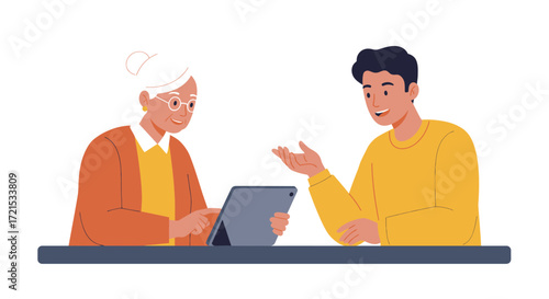 Empowering Senior Engagement: Active Lifestyle Flat Design Illustration for Modern Campaigns