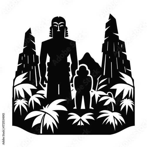 San Agustin Ancient Statues Silhouette