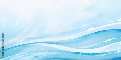 Gentle Sky Blue Watercolor Gradient Wash with Ocean Inspired Flowing Wave Texture for Modern Digital Backgrounds