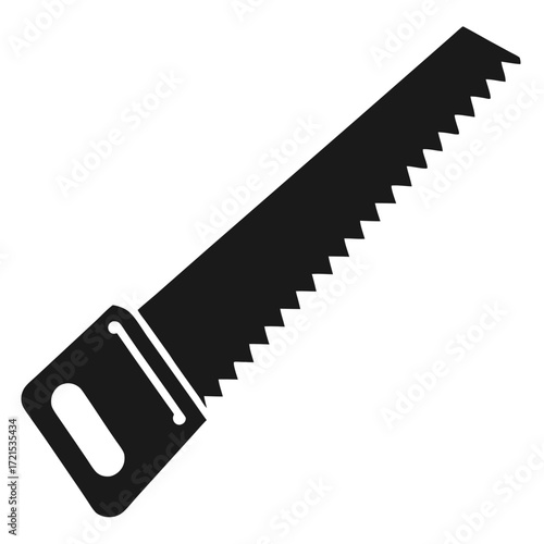 Minimalist Graphic Illustration of a Hand Saw for Carpentry or Woodworking