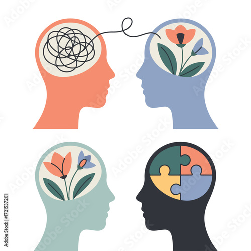 "Mind and Wellness Illustration Set – Psychology, Therapy & Mindfulness"

