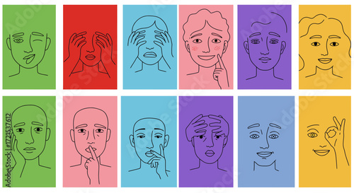 Diverse Emotional Spectrum A Colorful Illustration of Human Expressions and Feelings