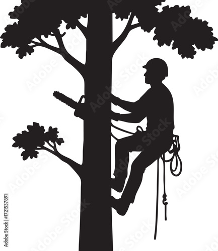 Arborist Cutting Tree Branch