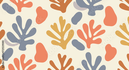 Abstract coral reef pattern, seamless design with organic shapes for fabric and print