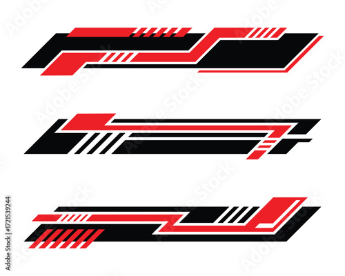 Abstract modern geometric striped racing stickers collection