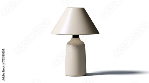 A sleek and contemporary ceramic table lamp with a simple white conical shade, designed for modern interior spaces.