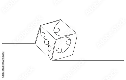 continuous line art drawing of dice, dice one line art vector, Continuous contour drawing of game dice, Two dice one line drawing. Dice Rolling A Continuous Line Drawing Depiction