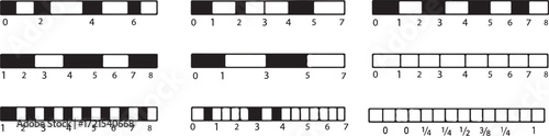 fraction bar and number line vector