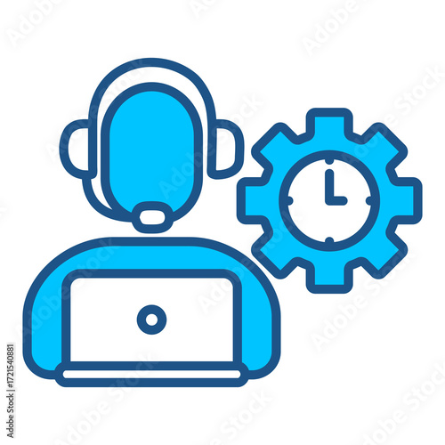 System Administrator Icon In Blue Monochrome Flat Design, Vector Illustration