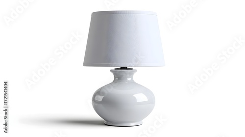 A modern, minimalist white ceramic table lamp with a clean, elegant design and soft, diffused lighting for home decor.