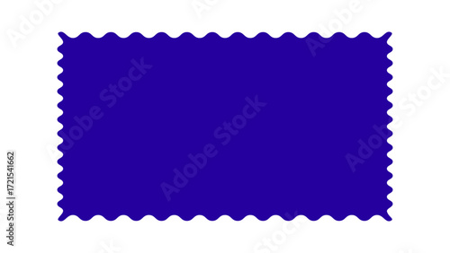 Rectangular postage stamp shape. Mockup blank postage stamp. Rectangle shape with zigzag and scallop edges. Vector illustration.