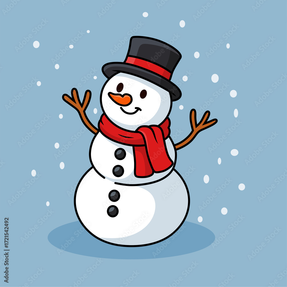Fototapeta premium cartoon illustration of a snowman