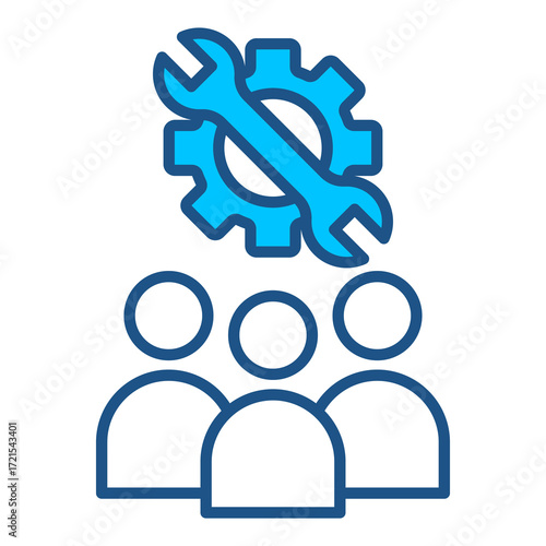 Support Icon In Blue Monochrome Flat Design, Vector Illustration
