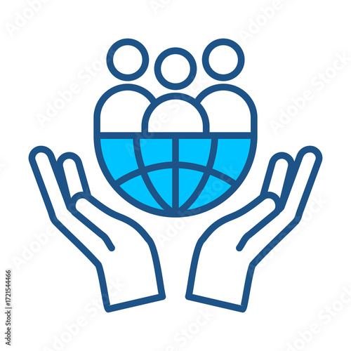 Public Service Icon In Blue Monochrome Flat Design, Vector Illustration  