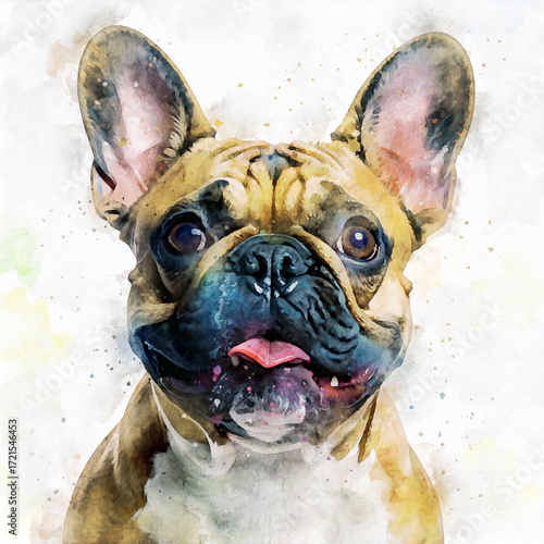 Watercolor Dog Illustration, Cute Hand Painted Pet Portrait, Artistic Animal Art Print