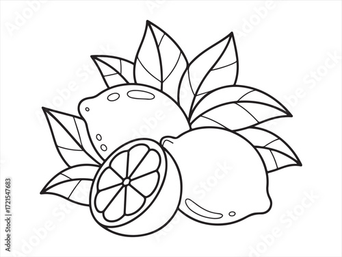 Fresh Lemons in Nature with Green Leaves and Branches