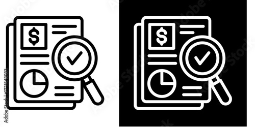 Financial Audit  Icon Set White Style Collection