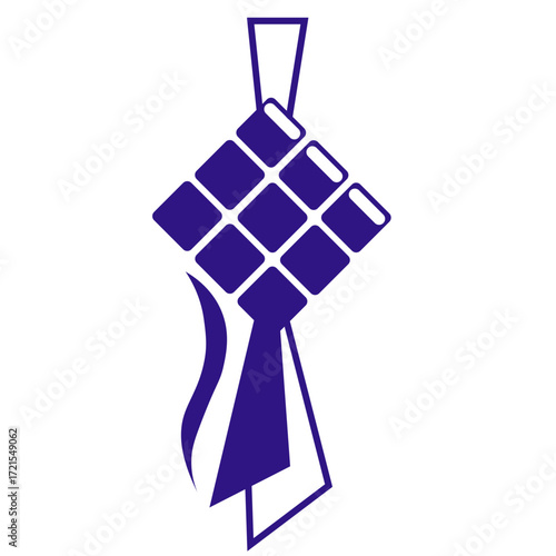 Stylized Purple Ketupat Illustration with Geometric Diamond Pattern.