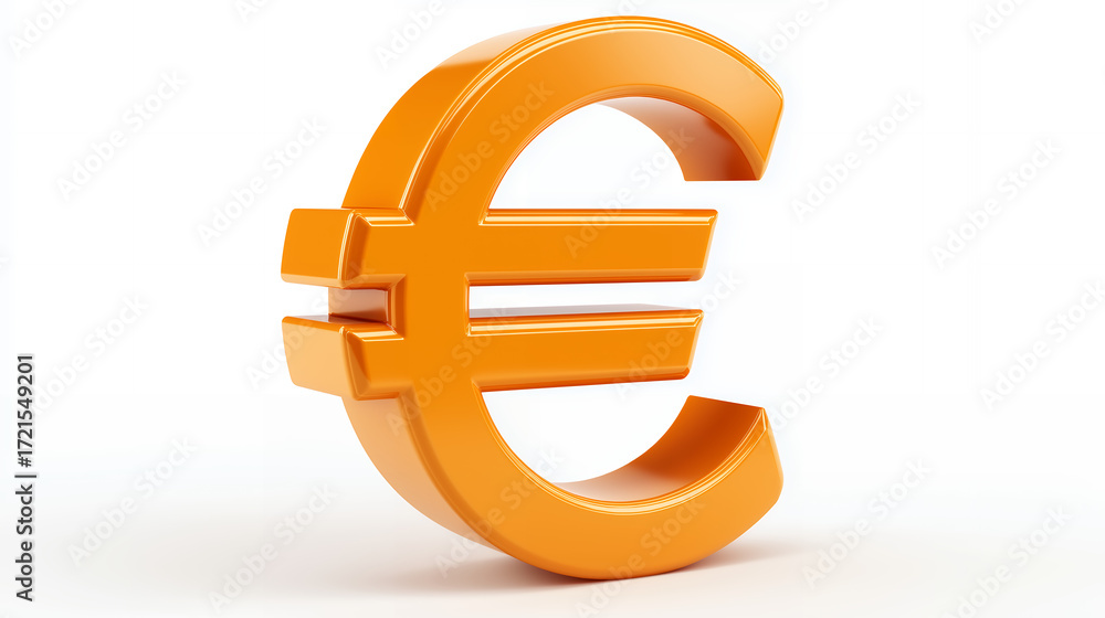 Obraz premium Orange Euro Currency Symbol Isolated On White