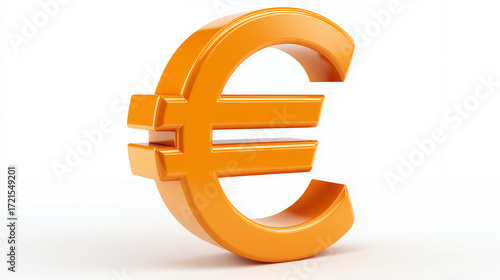 Orange Euro Currency Symbol Isolated On White